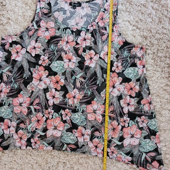 Lily Morgan Sleeveless Top Ladies 3X Lightweight Soft Floral Black Coral Silver - Picture 4 of 5